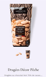 Dragées chocolat 70% de cacao couleur pêche sachet de 250g