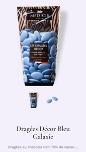 Dragées chocolat 70% de cacao couleur bleu galaxie sachet de 250g