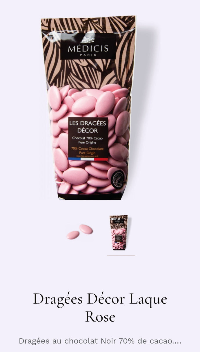 Dragées chocolat 70% de cacao couleur rose sachet de 250g